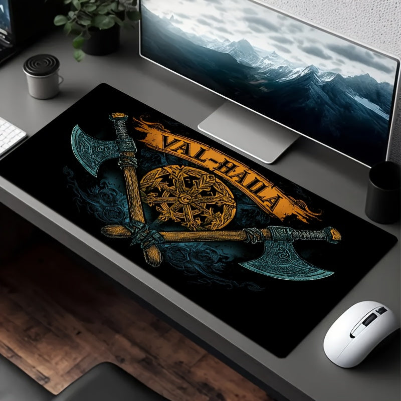 Retro Viking_1 Digital Printing Mouse Pad Computer Keyboard Pad Large Rubber Base Mouse Pad Game Accessories Office Computer PC Birthday Gift Game Player Laptop Light Luxury Desk Pad