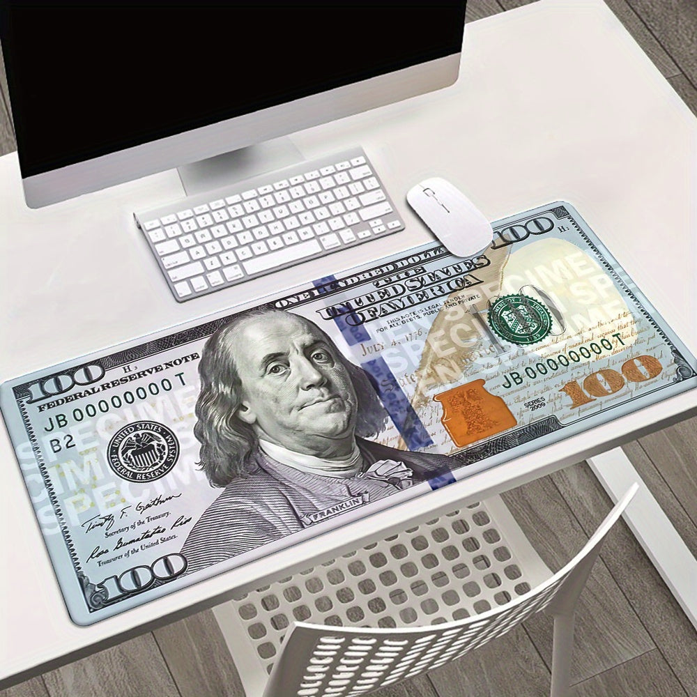 [1pc XXL Dollar Mouse Pad] XXL Dollar Pattern HD Printed Desk Mat - 1pc Multi-Functional Gaming & Office Mouse Pad with Benjamin Franklin Design | Non-Slip Rubber Base & Smooth Fabric Surface | Multiple Sizes (600-900mm) for PC Gamers, Computer Setup | Un 70x30cm(27.5x11.8 inch)
