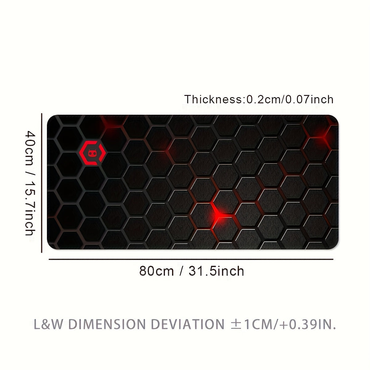 Large Extended Thick Ergonomic Gaming Mouse Pad & Desk Mat - Non-Slip Rubber Base, Hexagonal Texture Surface with Red Glow Edge, Black Oblong Shape for PC/Laptop, Office & Home Computer Accessories - Ideal Gift for Gamers, Extra Extra Large Mouse Pad, Gam