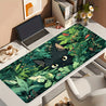 Large Black Cat Gaming Mouse Pad - Rubber Base Desk Mat with Lush Greenery Design, Stitched Edges, 89.92x39.88 cm - Perfect for Office and Home Use, Gaming Desk Accessory | Lush Greenery Design | Durable Mouse Pad, Mouse Pads for Des