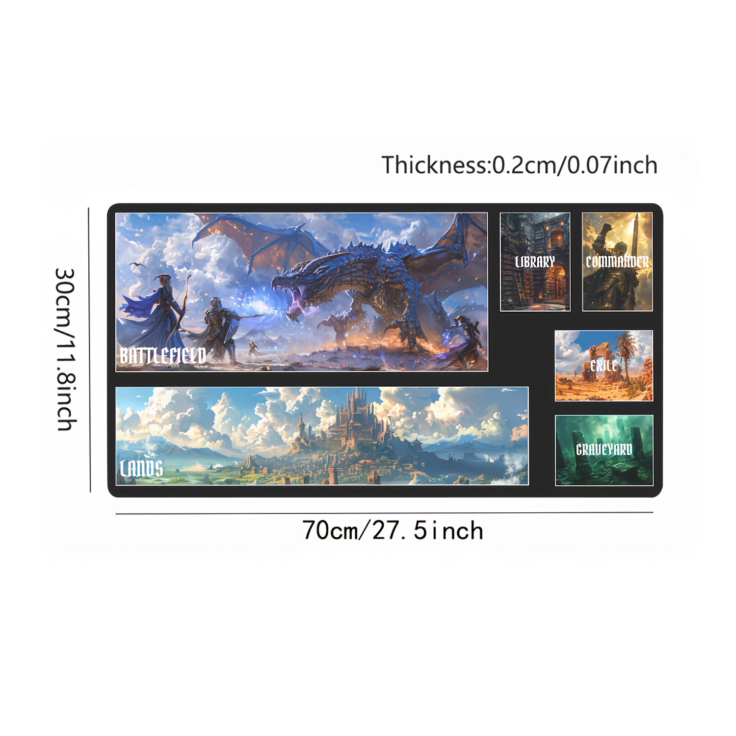 Official Magic Large Extended Gaming Mouse Pad & Keyboard Mat - Extra Wide Desk Mat with Non-Slip Base, Vibrant Fantasy Game Artwork (Dungeons & Dragons, Epic Saga) - Durable Polyester Surface for PC Gaming, Home Office Desk - Ideal Gift for Gamers, Gamin