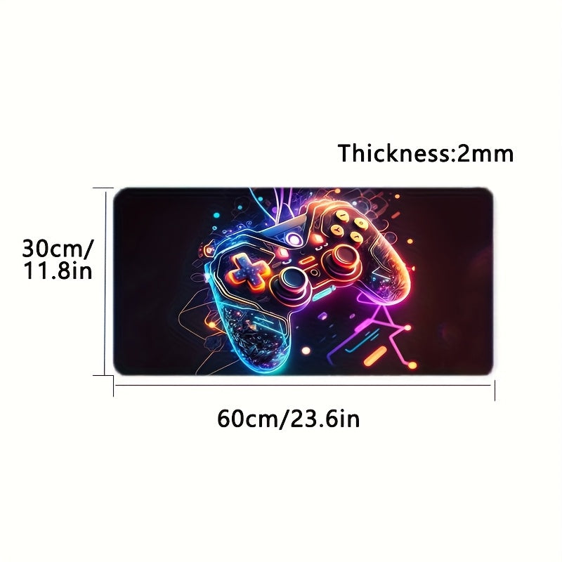 Vibrant Gaming Controller Design Mouse Pad - Non-Slip, Washable Rubber Base - Large Rectangular Desk Mat for Gaming and Office Use - Durable and Comfortable Computer Accessory