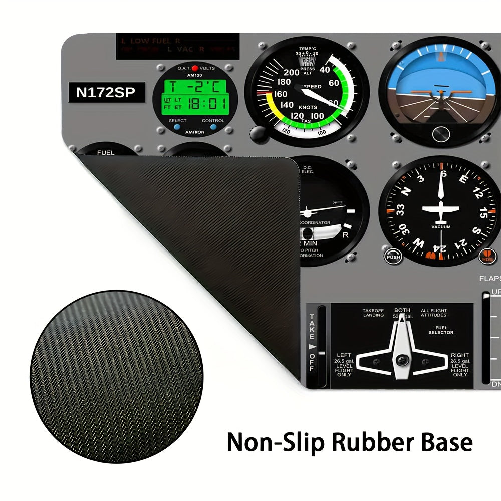 1pc Aviation-Themed Desk Mat with Non-Slip Surface - Realistic Flight Simulator Cockpit Gauge Mockup (Speedometer, Altitude, Fuel) - Non-Slip Base, Compatible with PC, Gaming Setup, Office Decor - Durable Desk Mat for Pilots, Gamers, Aviation Enthusiasts