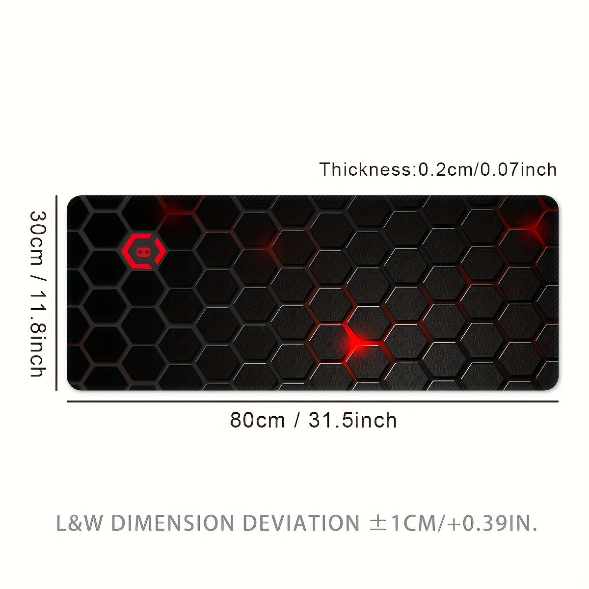 Large Extended Thick Ergonomic Gaming Mouse Pad & Desk Mat - Non-Slip Rubber Base, Hexagonal Texture Surface with Red Glow Edge, Black Oblong Shape for PC/Laptop, Office & Home Computer Accessories - Ideal Gift for Gamers, Extra Extra Large Mouse Pad, Gam