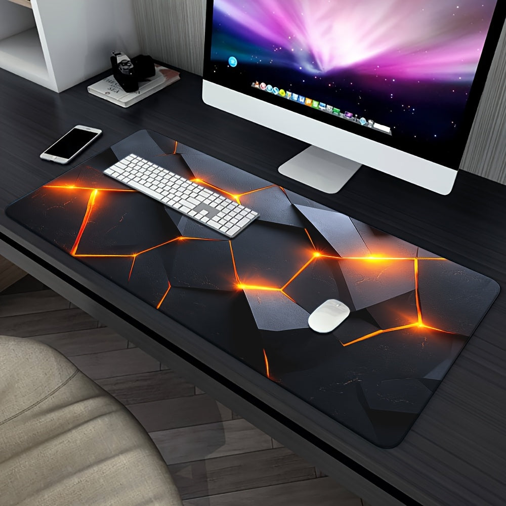 [XXL Rubber Desk Mat] XXL Rubber Desk Mat | Solid Geometry Metal Technology Wind HD Print, Multi-Functional Mousepad, Gaming Keyboard Pad, Office Computer PC Mat, Ideal Gift for Family and Friends - 1pc 80x30cm (31.4x11.8inch)