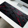 Large Geometric Abstract Mouse Pad - Non-Slip Rubber Base, Vibrant Red & Black Design, Extended Desktop Keyboard Mat for Gaming & Office Use - Perfect Birthday Gift for Friends, Study Space Essentials | Modern Workspace Accessory | Durable Surface Mat, Mo