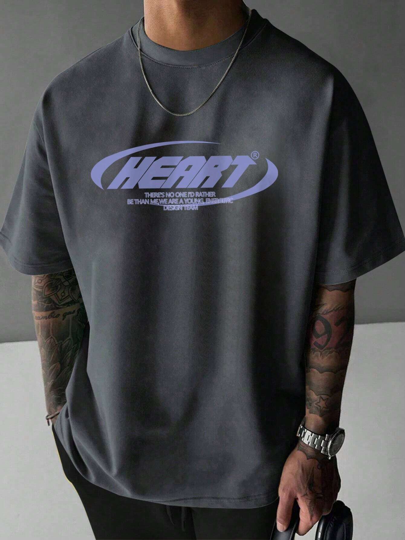Heart Vintage Tee Dark Grey
