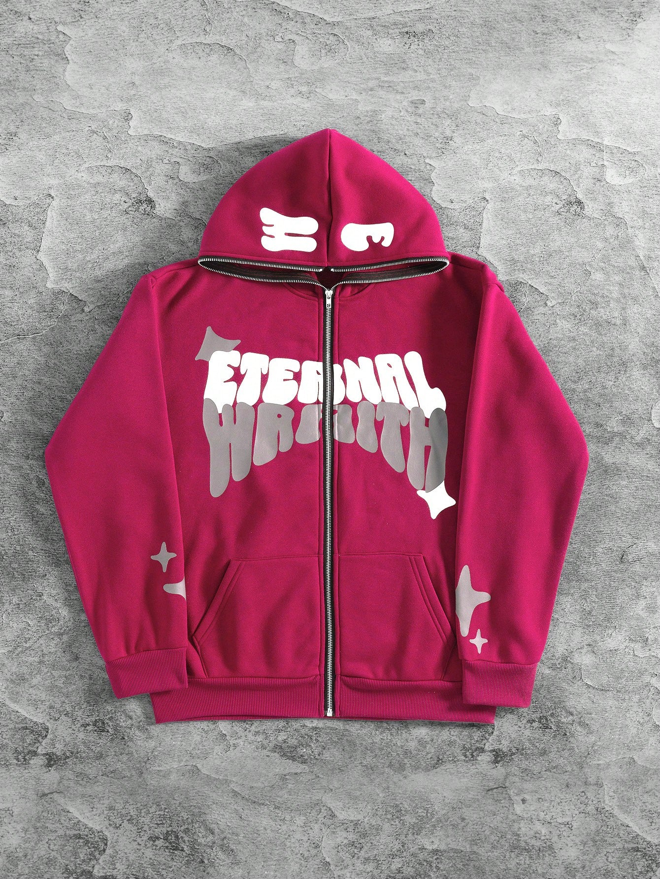'Eternal Wraith' Zip Hoodie Rose Red