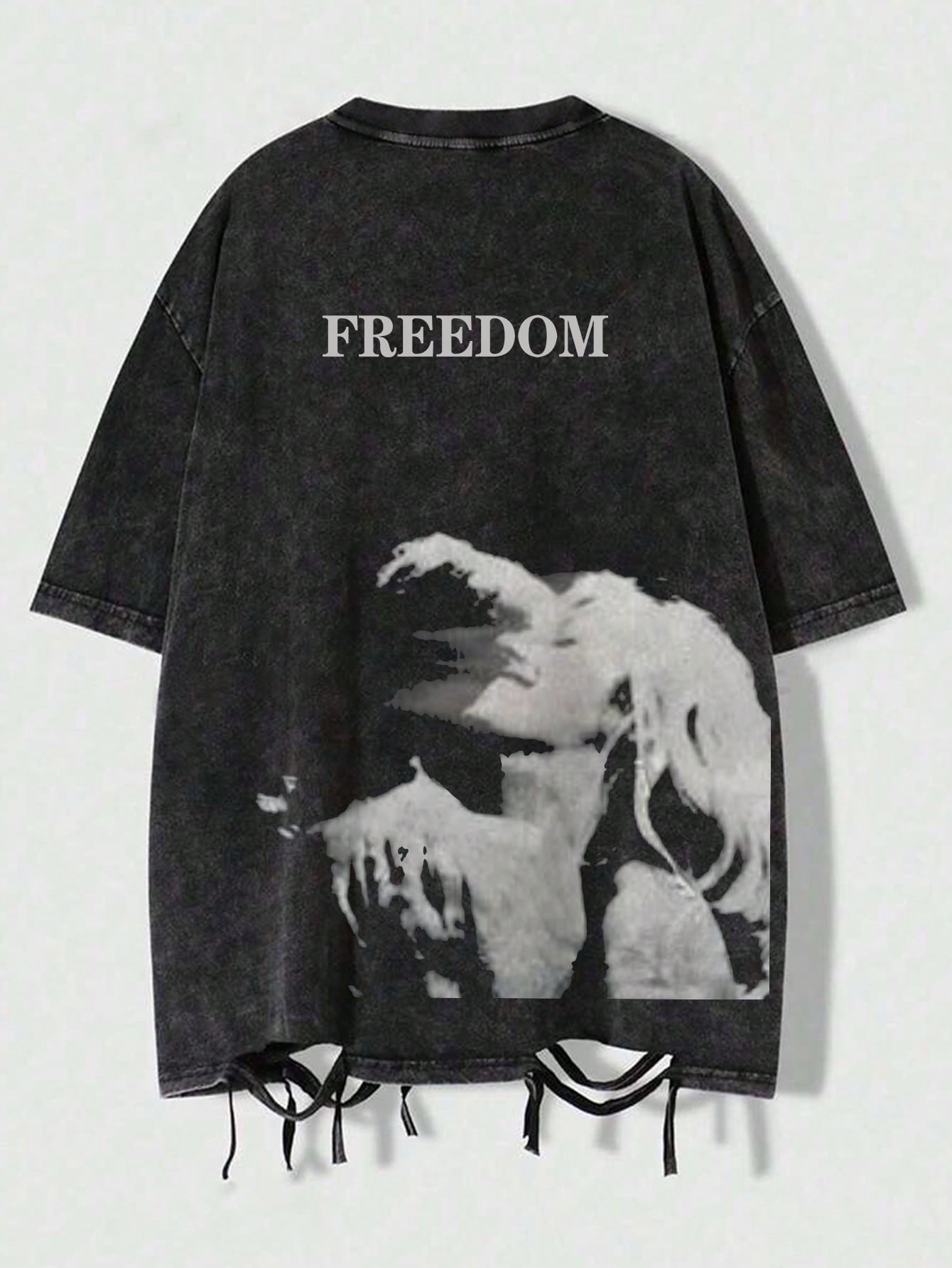 'Freedom' Vintage Distressed Tee Black