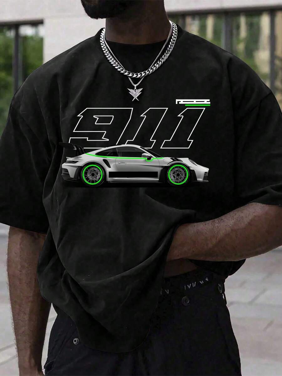 Men's '911 Porsche' Racing Tee Black T-Shirt