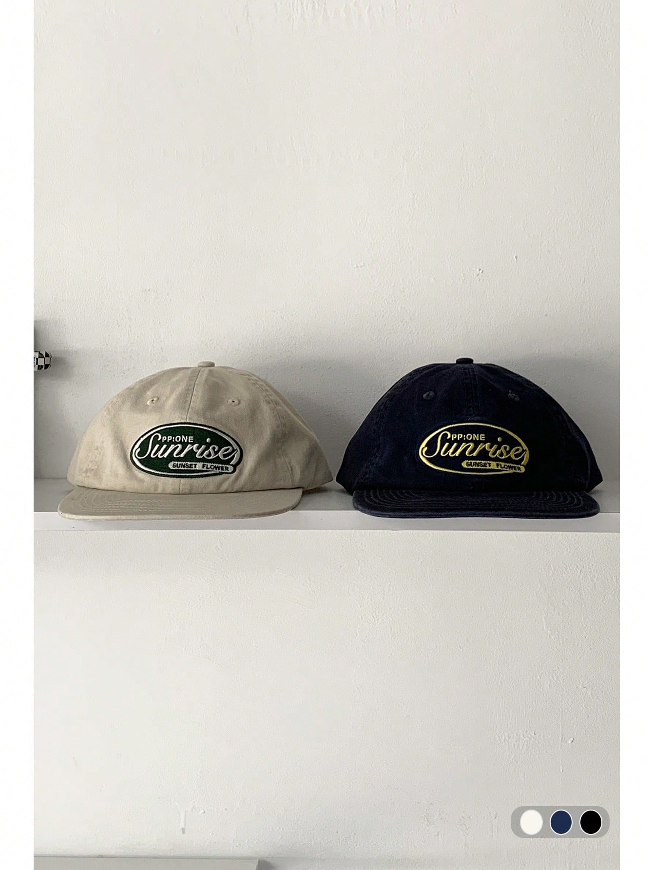 Sunrise Embroidery Flat Brim Skater Cap hats
