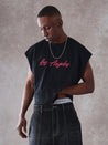 Los Angeles Embroidered Cropped Summer Tank Black tank