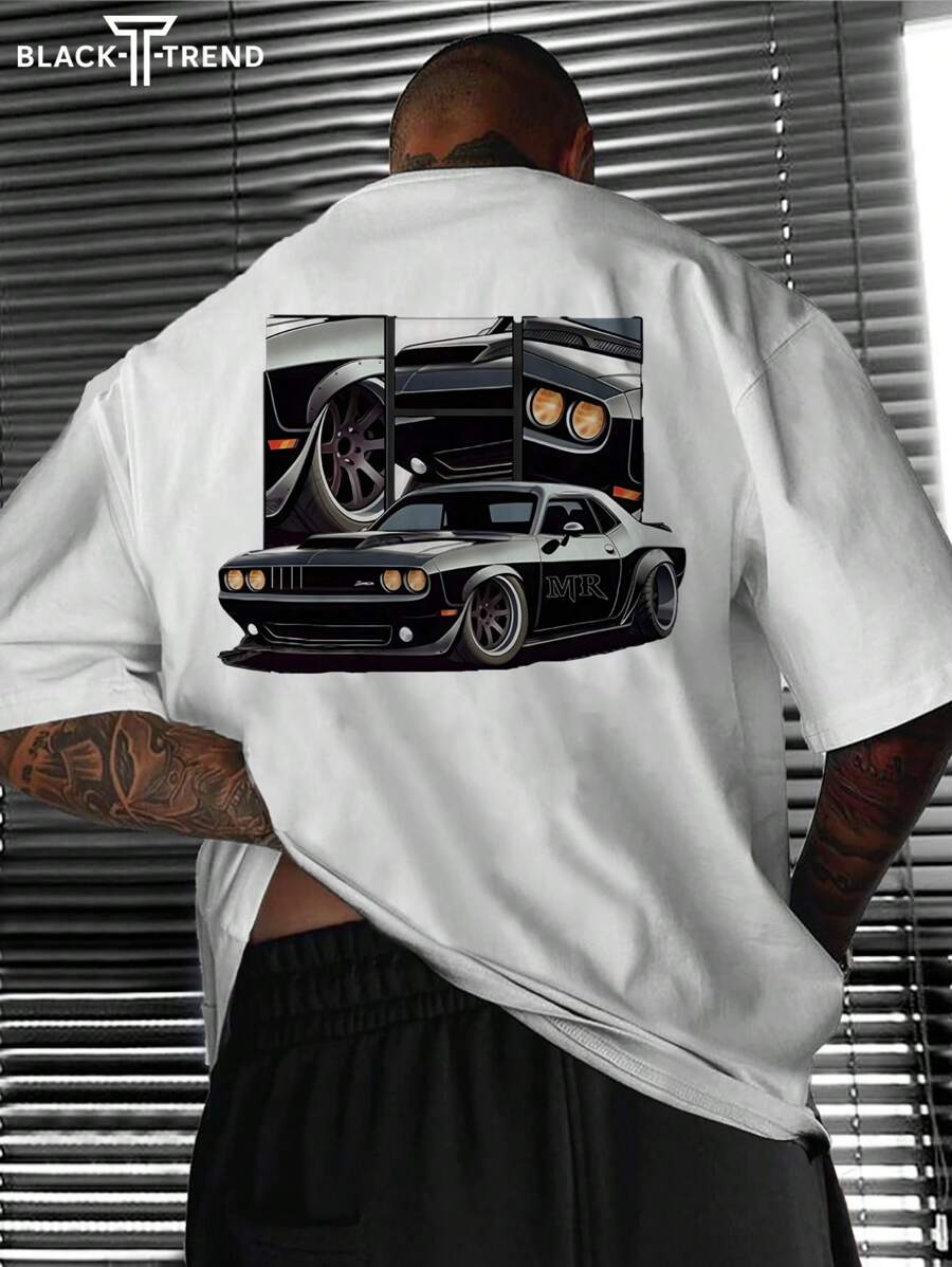 Men's 'Muscle Car' Racing Tee White T-Shirt