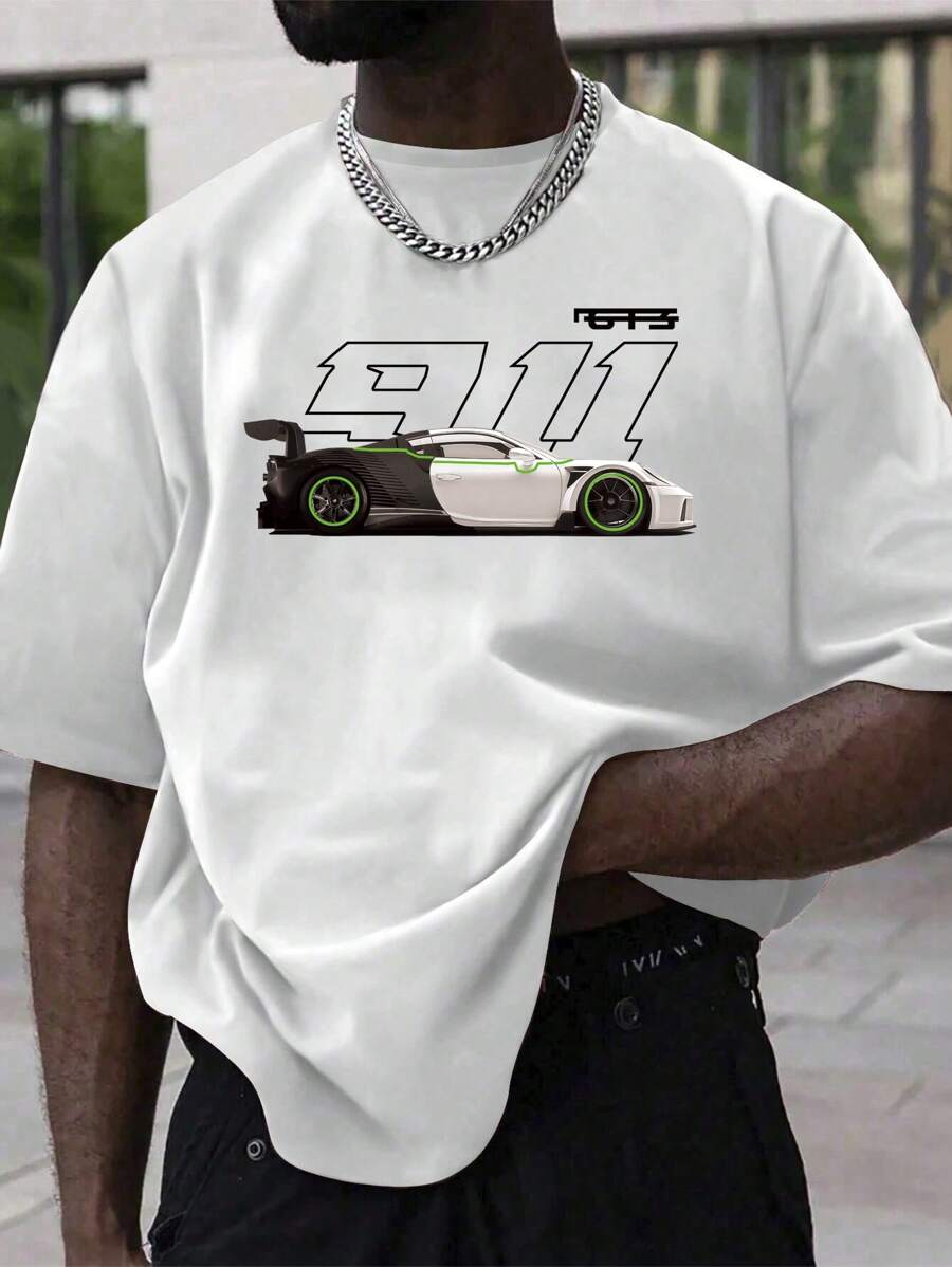 Men's '911 Porsche' Racing Tee White T-Shirt