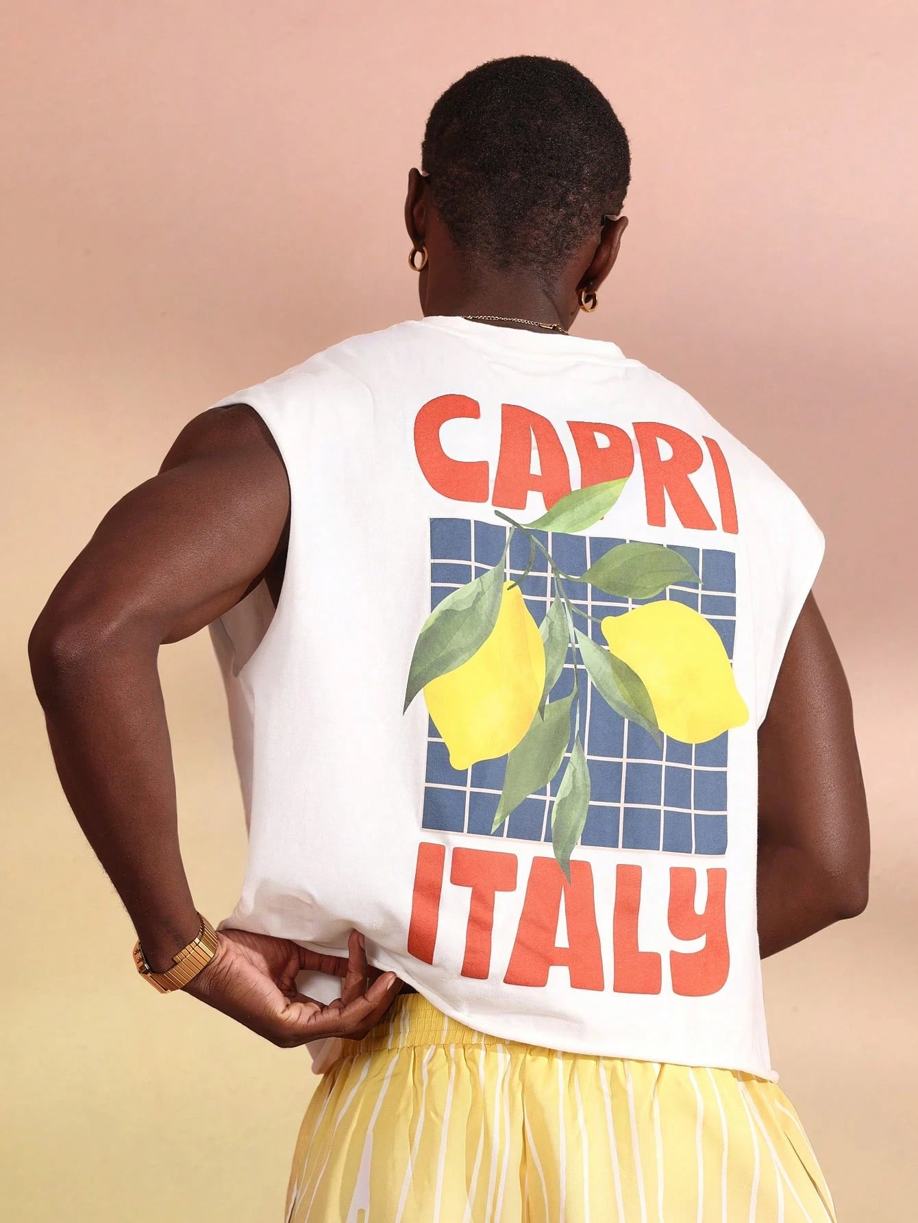 Capri Italy Print Sleeveless Cropped Tank tank