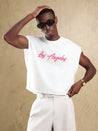 Los Angeles Embroidered Cropped Summer Tank White tank