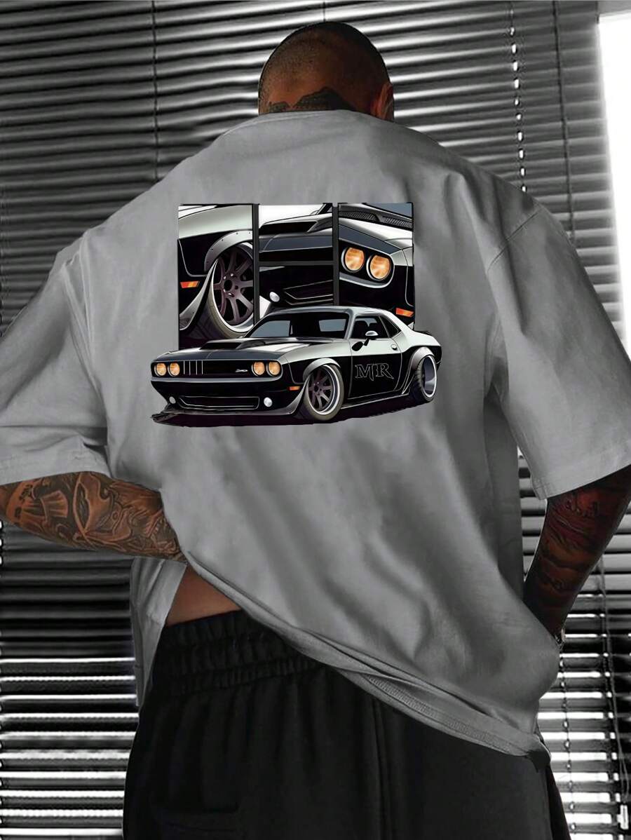 Men's 'Muscle Car' Racing Tee Grey T-Shirt