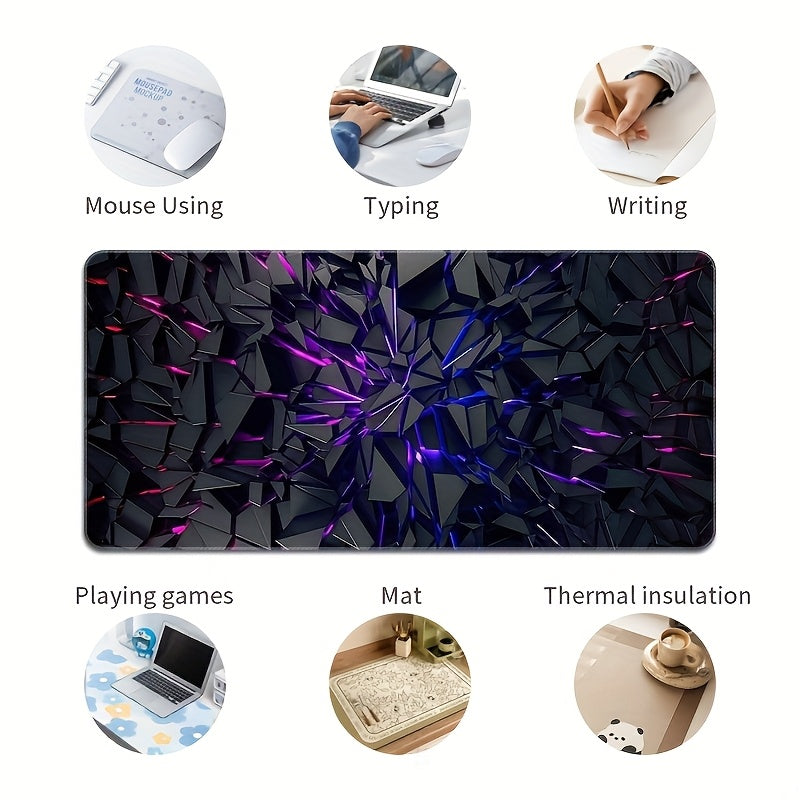 [Futuristic Mouse Pad] Extra-Large Futuristic Black Mouse Pad with Vibrant Neon Lines - High-Quality Rubber Base & Precision Edge Stitching - Durable Desk Mat for Gaming & Office Decor - Ideal Gift, Mouse Pads for Desk