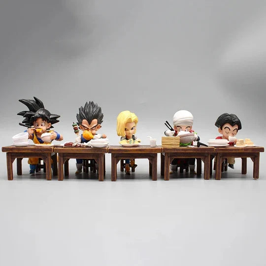 Dragon Ball Z Vegeta Figure Son Goku Son Gohan Kuririn Android 18 Eating 8cm Pvc Action Figures Collection Model Toys Gifts
