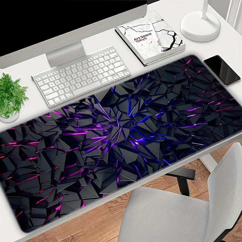 [Futuristic Mouse Pad] Extra-Large Futuristic Black Mouse Pad with Vibrant Neon Lines - High-Quality Rubber Base & Precision Edge Stitching - Durable Desk Mat for Gaming & Office Decor - Ideal Gift, Mouse Pads for Desk