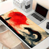1pc Extra Large Samurai Gaming Mouse Pad - Non-Slip Surface, Vibrant Red Sun & Warrior Design, Durable Polyester & Rubber Base, Perfect for Office & Gaming Setup, Ideal Gift for Christmas & Halloween, Gaming Mouse Pad