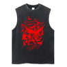 The Crow Master Vintage Tank Top Red Print Tank Tops