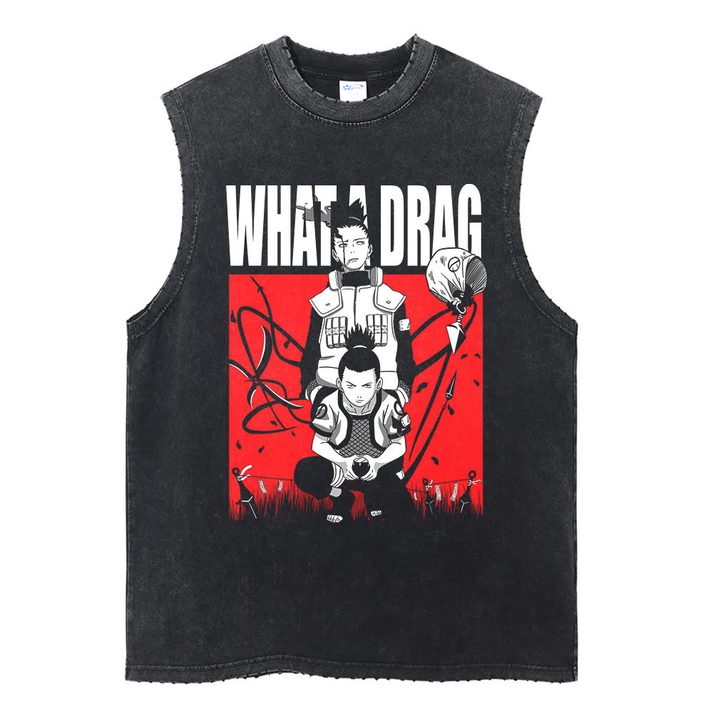 Shikamaru "WHAT A DRAG" Vintage Tank Top Tank Tops