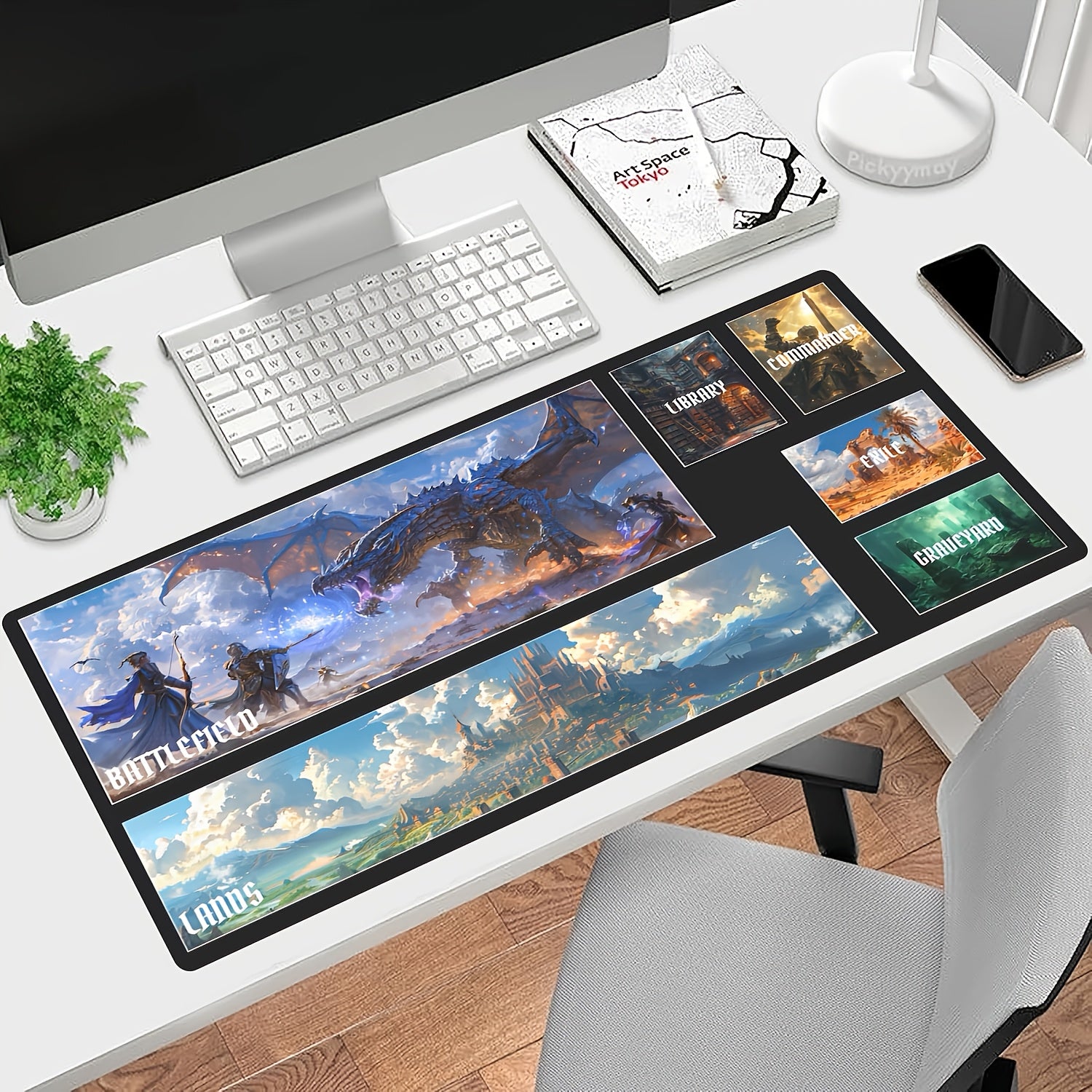Official Magic Large Extended Gaming Mouse Pad & Keyboard Mat - Extra Wide Desk Mat with Non-Slip Base, Vibrant Fantasy Game Artwork (Dungeons & Dragons, Epic Saga) - Durable Polyester Surface for PC Gaming, Home Office Desk - Ideal Gift for Gamers, Gamin
