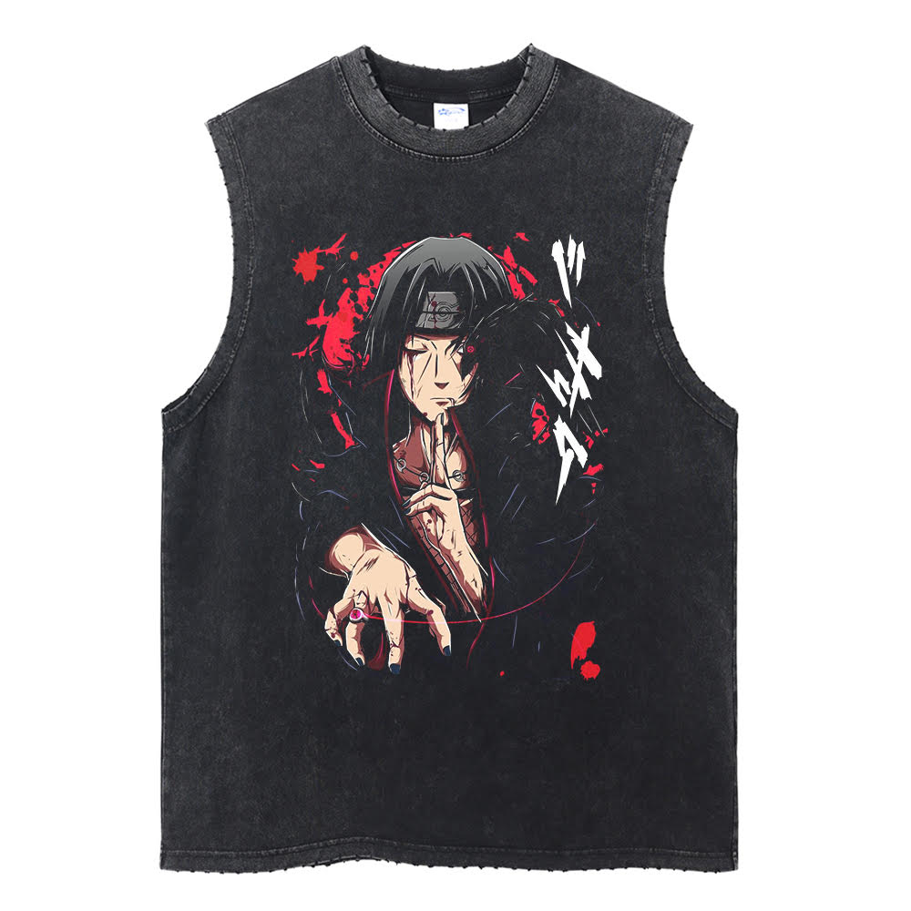 Itachi Uchiha "Crow Master" Vintage Tank Top Tank Tops
