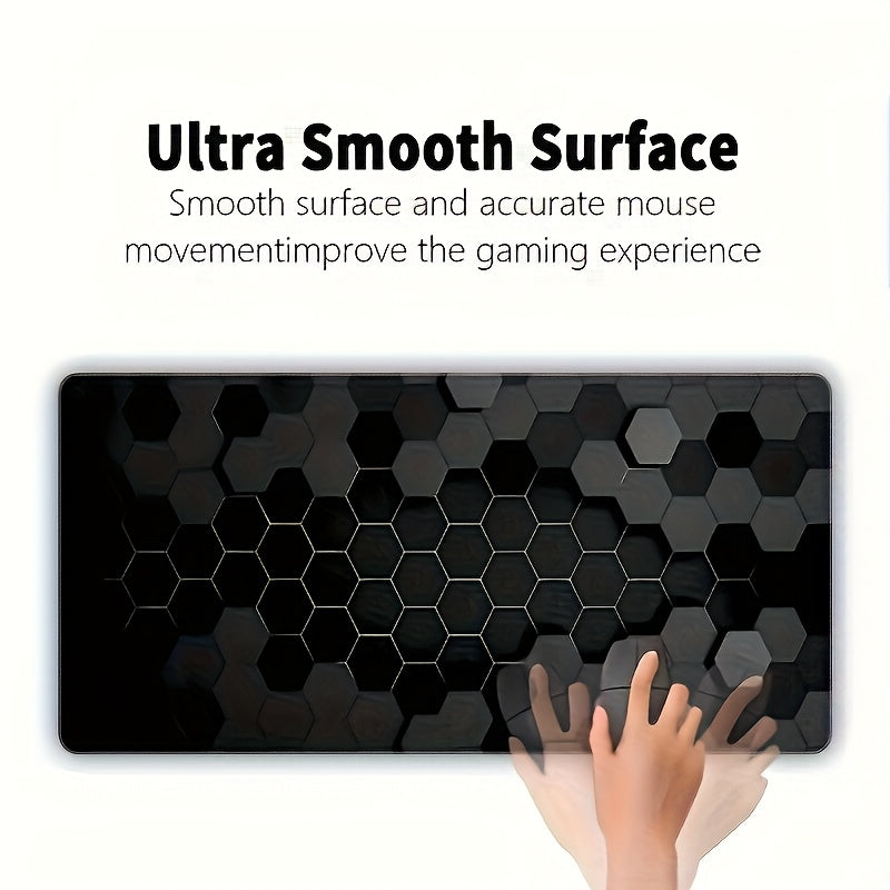 Extra-Large Hexagonal Black & Red Moon Design Gaming Mouse Pad - Durable Rubber Base, Surface - Ideal for Desk Decor, Study, Office - Perfect Gift for Gamers, Mouse Pads for Desk