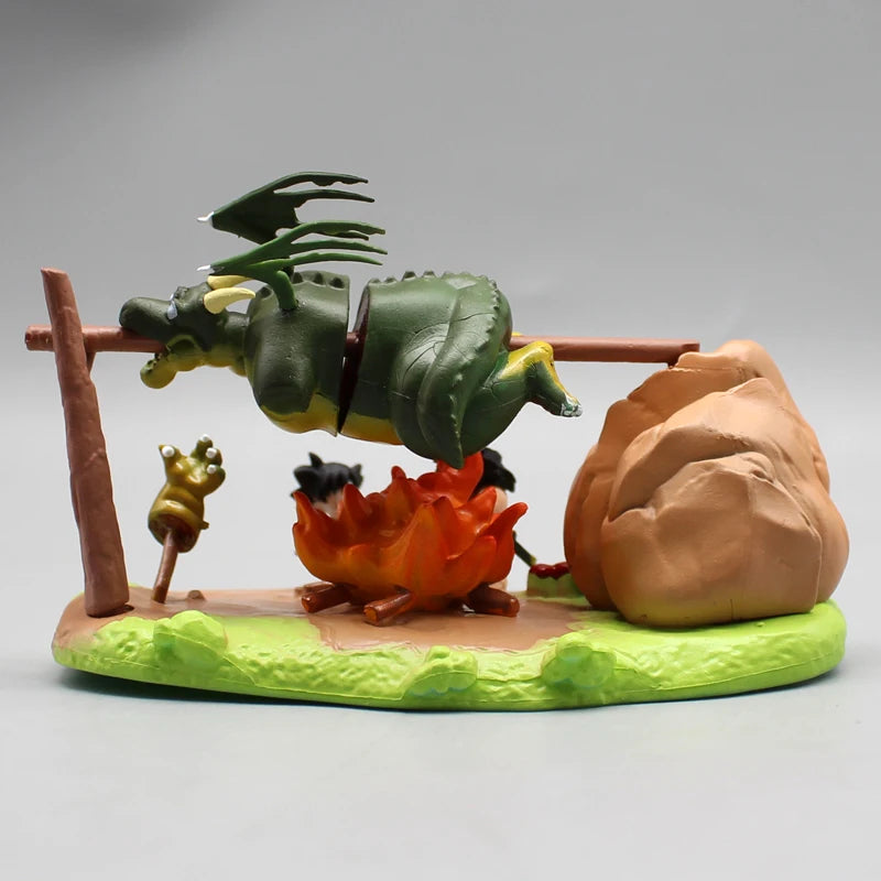 8cm Anime Dragon Ball Z Goku Yajirobe Roasted Dragon PVC Statue Action Figures Collectible Model Toys Gifts Goku and Yajirobe