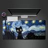 [1pc Van Gogh Art Mouse Pad] 1pc Large Van Gogh Starry Night Cat Abstract Art Mouse Pad | Rubber Base with Polyester Layers, Esports Keyboard Support, Artistic Design for Workspace & Gaming Office Mat