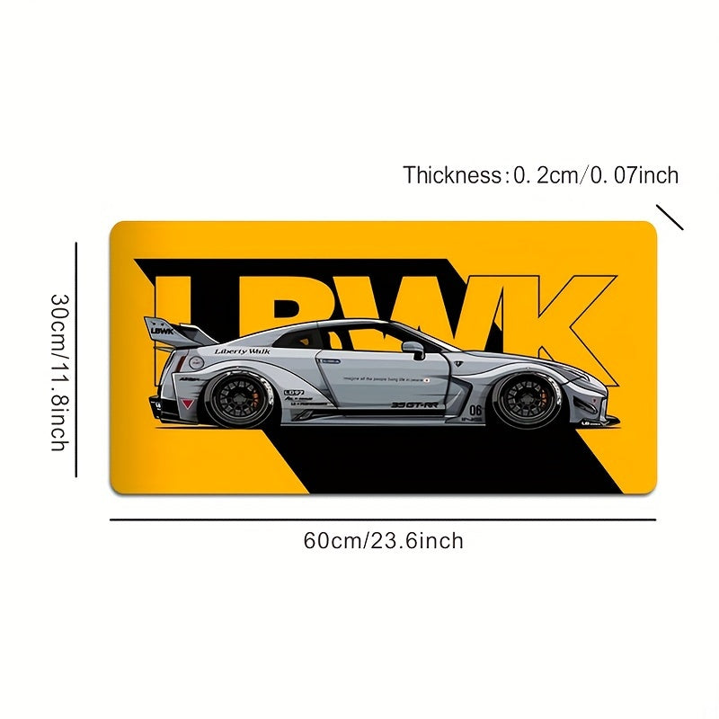 Large Racing-Inspired Rubber Mouse Pad - Non-Slip, Durable Stitched Edges, Oblong Desk Mat for Gaming, Office, and Laptop, Ideal Gift for Computer Enthusiasts and Workspace Decor - 1pc 23.6×11.8inch(60x30cm)