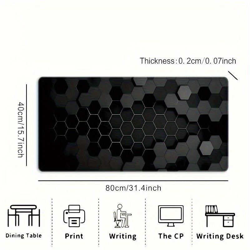 Extra-Large Hexagonal Black & Red Moon Design Gaming Mouse Pad - Durable Rubber Base, Surface - Ideal for Desk Decor, Study, Office - Perfect Gift for Gamers, Mouse Pads for Desk