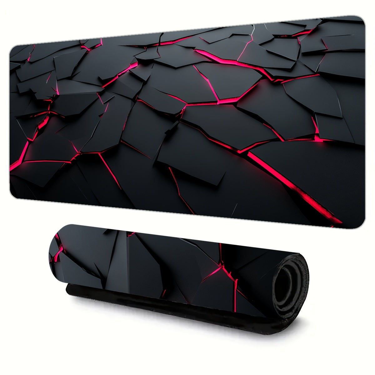 Large Geometric Abstract Mouse Pad - Non-Slip Rubber Base, Vibrant Red & Black Design, Extended Desktop Keyboard Mat for Gaming & Office Use - Perfect Birthday Gift for Friends, Study Space Essentials | Modern Workspace Accessory | Durable Surface Mat, Mo