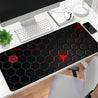 Large Extended Thick Ergonomic Gaming Mouse Pad & Desk Mat - Non-Slip Rubber Base, Hexagonal Texture Surface with Red Glow Edge, Black Oblong Shape for PC/Laptop, Office & Home Computer Accessories - Ideal Gift for Gamers, Extra Extra Large Mouse Pad, Gam
