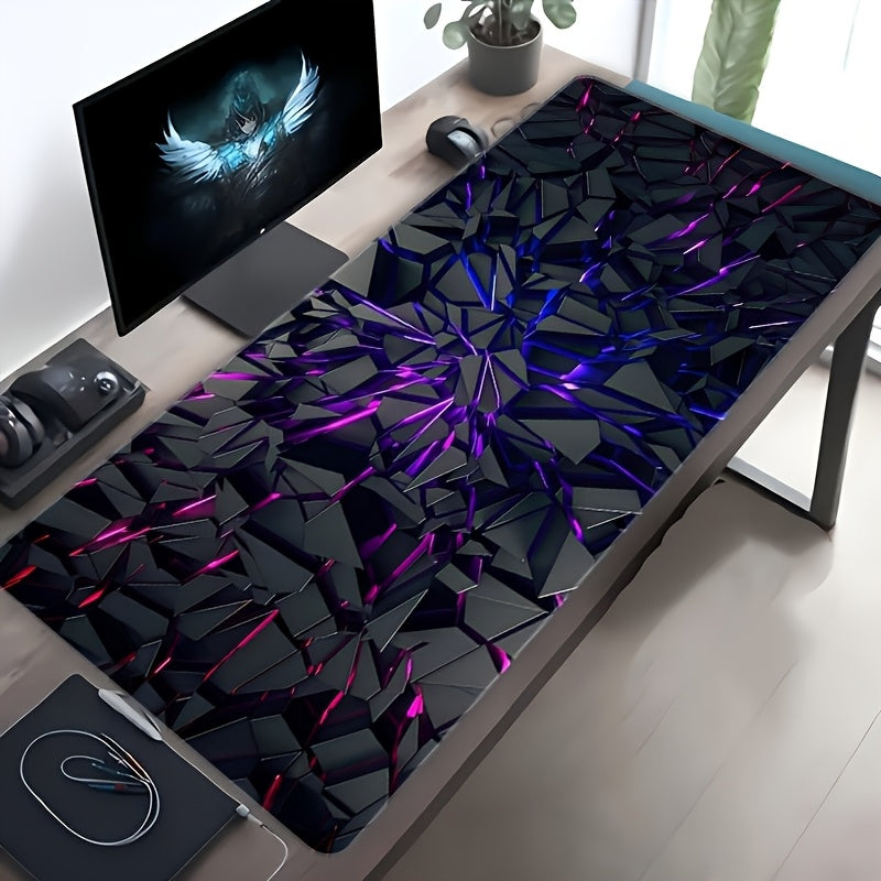 [Futuristic Mouse Pad] Extra-Large Futuristic Black Mouse Pad with Vibrant Neon Lines - High-Quality Rubber Base & Precision Edge Stitching - Durable Desk Mat for Gaming & Office Decor - Ideal Gift, Mouse Pads for Desk