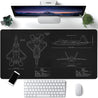 F-22A Raptor Blueprint Large Mouse Pad - Non-Slip Rubber Base, HD Printing, Smooth Surface for Gaming, Office, and Anime Use, Extended Desktop Mat with Detailed Aircraft Design, Gaming Mouse Pad