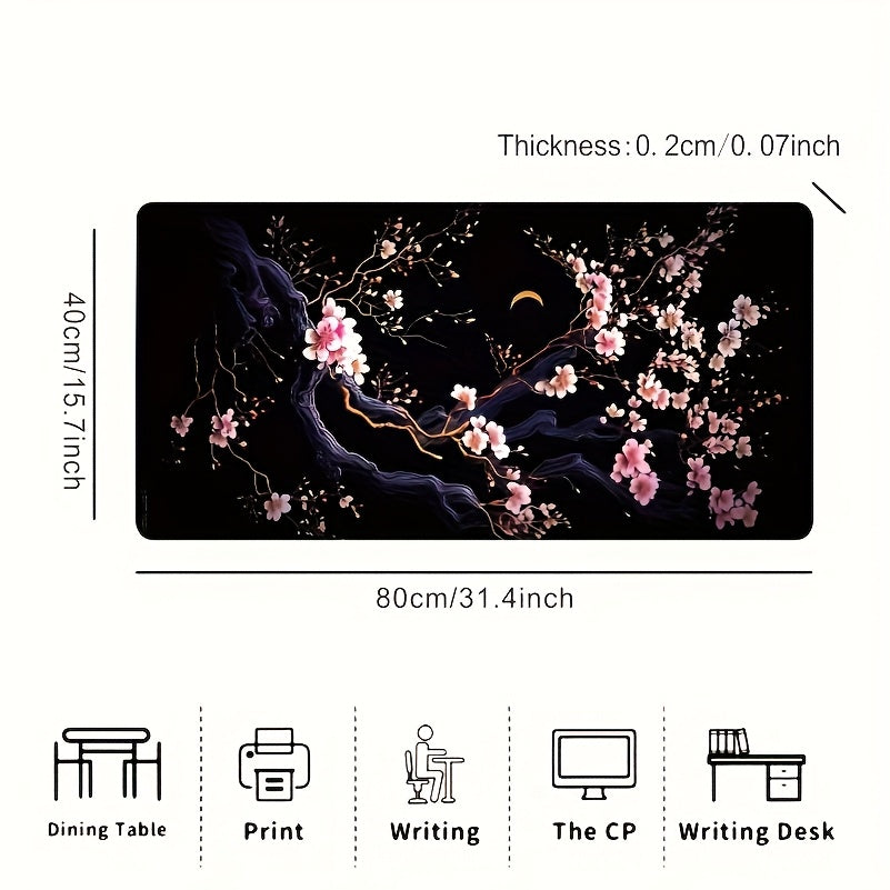 Extra Large Cherry Blossom Design Gaming Mouse Pad - High-Definition Printing, Non-Slip Premium Base, Precision Stitched Edges, Rectangular Desk Mat for Office, Study, Home Decor, Mouse Pads for Desk