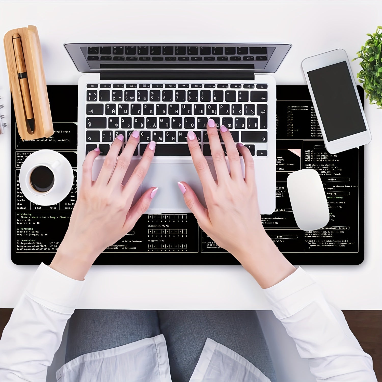 Large Java Programming Cheat Sheet Desk Mat - Non-Slip Rubber Base, Smooth Surface for Keyboard & Mouse, Durable Rectangular Design with Java Syntax, Libraries & Tools Reference for Office & Home Computer Accessories, Workspace Organization, Functional La