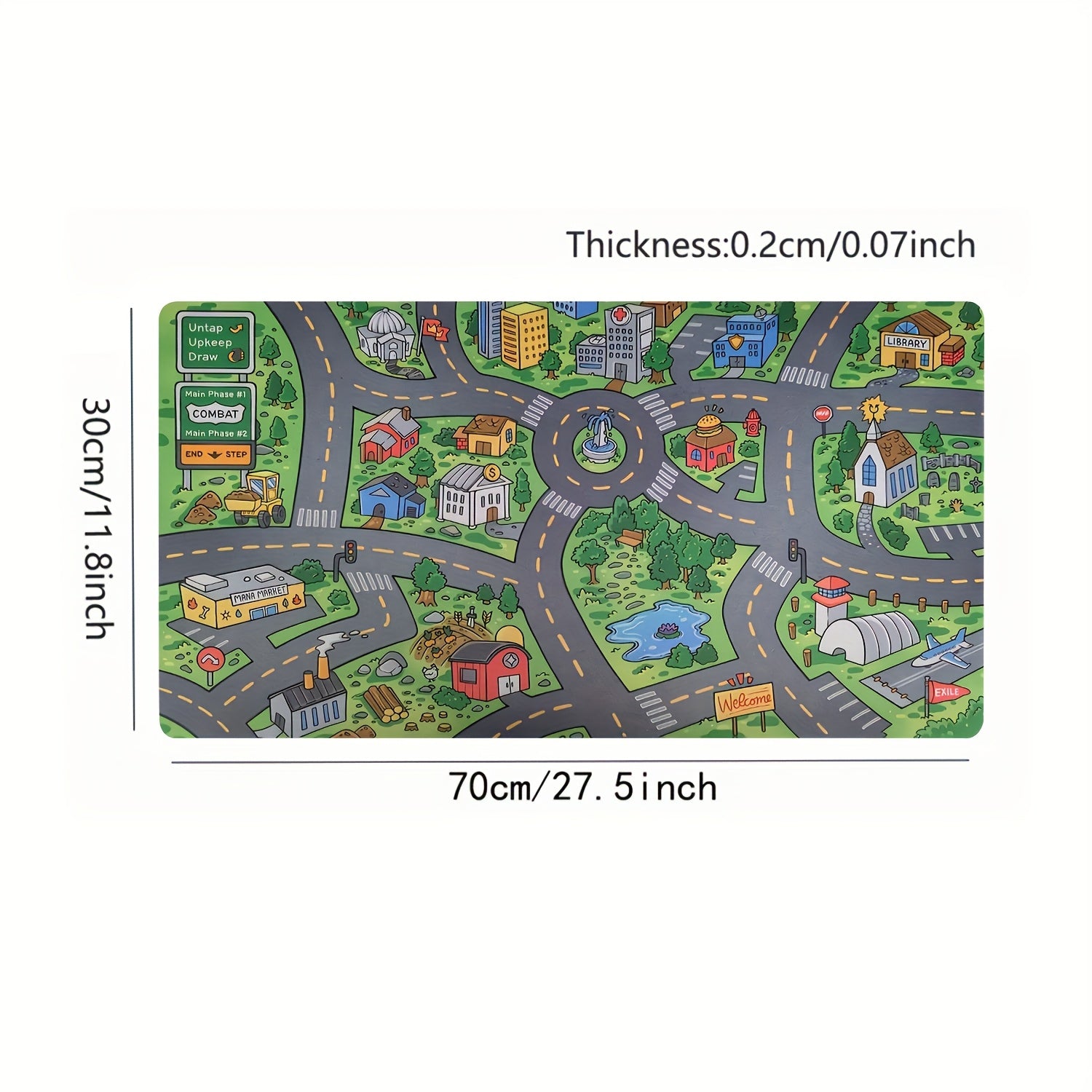 1pc Cartoon City Street Large Mouse Pad - Ultra-Smooth Desk Mat with Stitched Edges, Non-Slip Waterproof Rubber Base, Vibrant Urban Map Design for Office and Home Workspace Setup, Mouse Pads for Desk