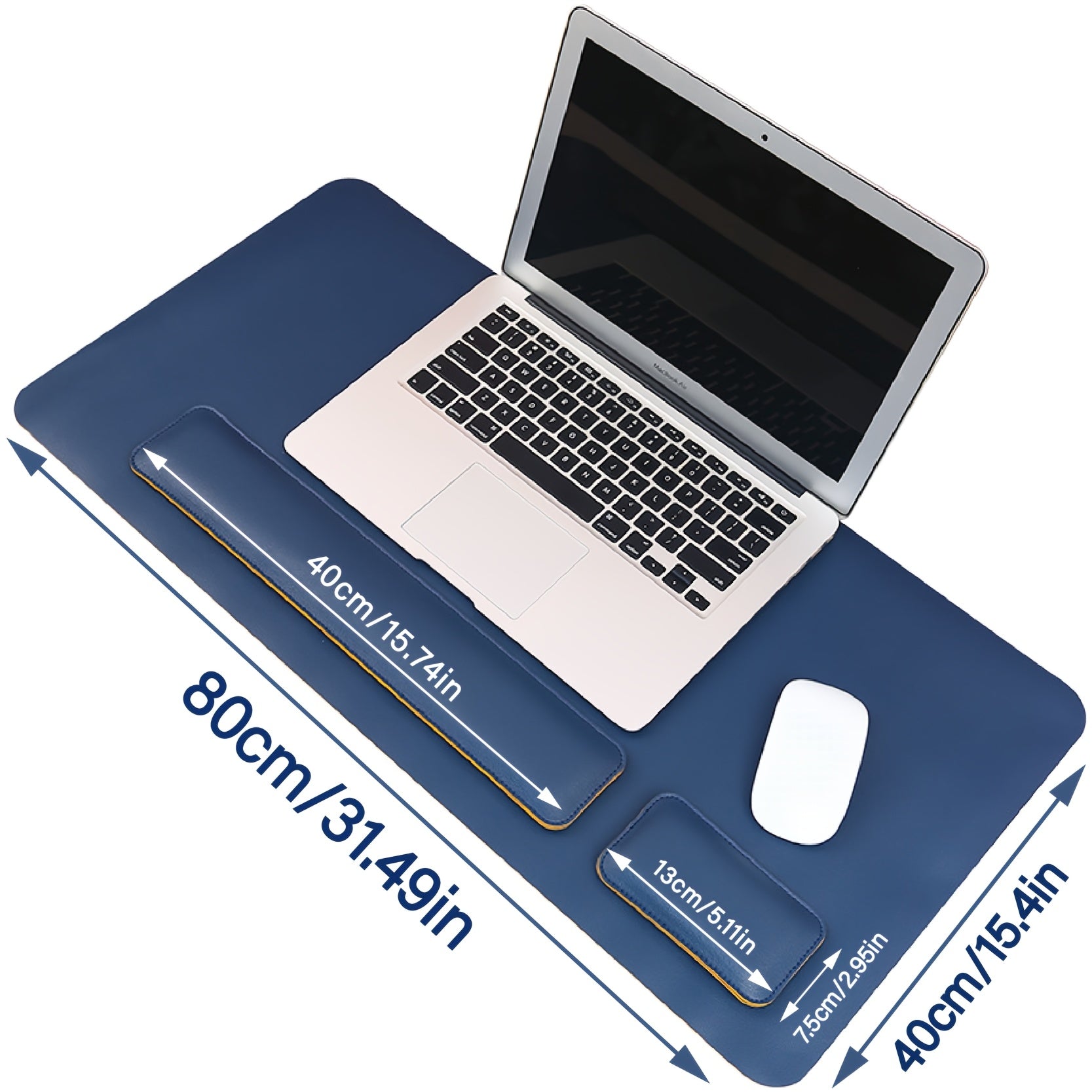 [Non-Slip Desk Mat Set] Three-Piece Large Computer Desk Mat Set, Non-Slip Mouse Pad + Keyboard Pad + Wrist Rest, Office Computer Desk Anti-Slip Protective Mat Double-Sided Faux Leather Mouse and Wrist Support Pad for Laptops, Mechanical Keyboards, Wrist S