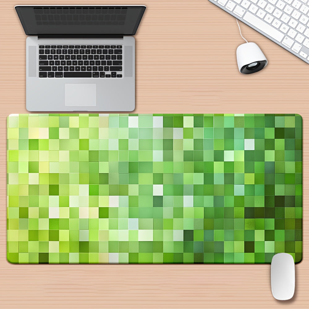 XXL Green Pixel Cube Mouse Pad - Retro 8-Bit Video Game Design Desk Mat with Non-Slip Rubber Base, Large Rectangular Gaming & Office Surface, Durable PC Accessory for PC Gamers & Tech Enthusiasts (Ideal Gift) - Green & Black Pixelated Texture, Extra Extra