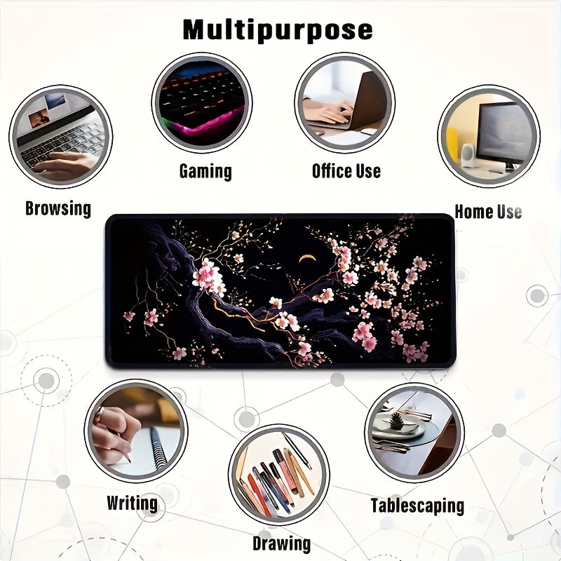 Extra Large Cherry Blossom Design Gaming Mouse Pad - High-Definition Printing, Non-Slip Premium Base, Precision Stitched Edges, Rectangular Desk Mat for Office, Study, Home Decor, Mouse Pads for Desk