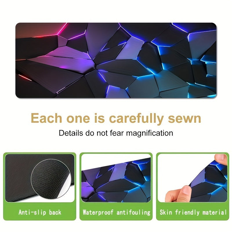 Large Geometric Design Mouse Pad - Durable, Non-Slip Rubber Base, Washable - Precision & Comfort for Gamers & Office Use - Ideal Gift for Boyfriend/Girlfriend, Gaming Mouse Pa
