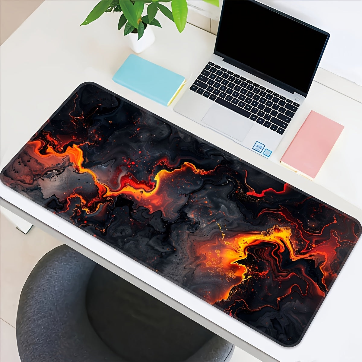 Flame of Passion Extra-Large Gaming Mouse Pad & Desk Mat - Thick Non-Slip Rubber Base, Precision Stitched Edges, Vibrant Flame Design, Washable Surface for Gamers & Office Use, Gamer Desk Setup, Artistic Desk Accessory