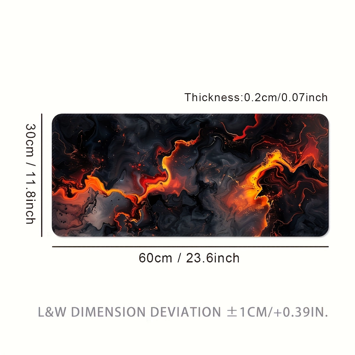 Flame of Passion Extra-Large Gaming Mouse Pad & Desk Mat - Thick Non-Slip Rubber Base, Precision Stitched Edges, Vibrant Flame Design, Washable Surface for Gamers & Office Use, Gamer Desk Setup, Artistic Desk Accessory