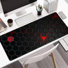 Large Extended Thick Ergonomic Gaming Mouse Pad & Desk Mat - Non-Slip Rubber Base, Hexagonal Texture Surface with Red Glow Edge, Black Oblong Shape for PC/Laptop, Office & Home Computer Accessories - Ideal Gift for Gamers, Extra Extra Large Mouse Pad, Gam