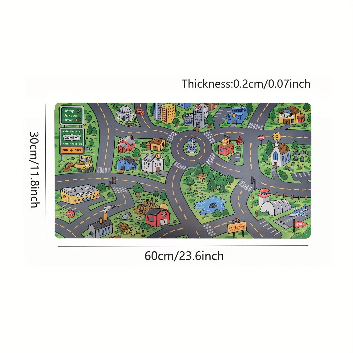 1pc Cartoon City Street Large Mouse Pad - Ultra-Smooth Desk Mat with Stitched Edges, Non-Slip Waterproof Rubber Base, Vibrant Urban Map Design for Office and Home Workspace Setup, Mouse Pads for Desk 23.6" x 11.8" (60x30cm)