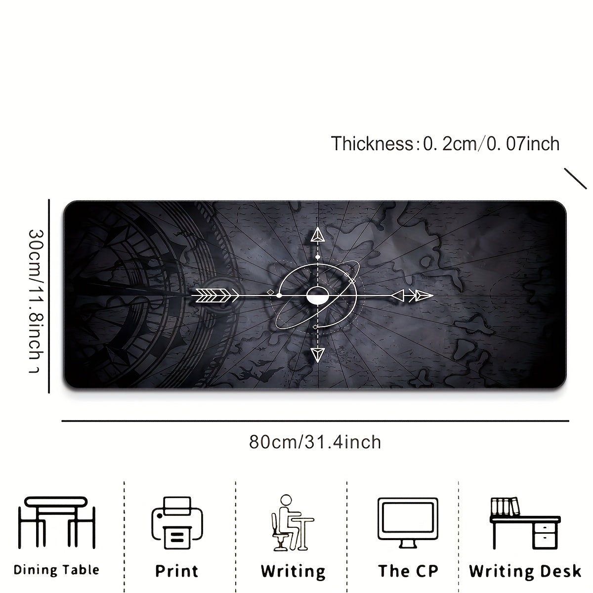 [Compass Mouse Pad] Large Compass Design Mouse Pad - Precision Stitched, High-Definition Print, Non-Slip Rubber Base, Rectangular Desk Mat for Gaming & Office, Ideal Gift, Keyboard Pad, Desktop Decoration, Mouse Pads for Des